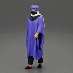 ezgif.com-gif-maker-18.gif Fichier 3D L'homme arabe bleu du Sahara marchant sur le Désert・Objet pour impression 3D à télécharger