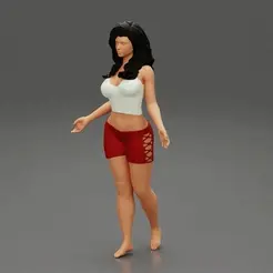 ezgif.com-gif-maker-8.gif 3D file Young girl with long hair in a white shirt and short・3D printable model to download, 3DGeschaft