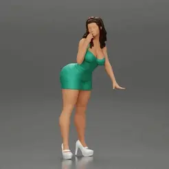 ezgif.com-gif-maker.gif Archivo 3D Sexy chica en Mini Vestido Apoyado en el Coche・Objeto imprimible en 3D para descargar