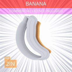 Banana~2in.gif Archivo 3D Cortador de galletas de plátano 5,1 cm・Modelo imprimible en 3D para descargar