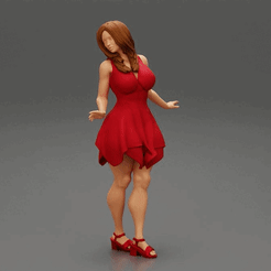 40.gif Archivo 3D Mujer joven y hermosa posando con un vestido corto doble modelo de impresión 3D・Modelo para descargar e imprimir en 3D, 3DGeshaft