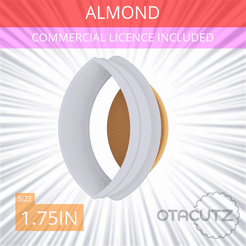 Almond~1.75in.gif Fichier STL Emporte-pièce en forme d'amande 1.75in / 4.4cm・Modèle imprimable en 3D à télécharger