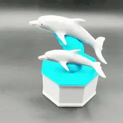 20230713_172247.gif STL file Dolphin Box Container with Lid・3D printable design to download
