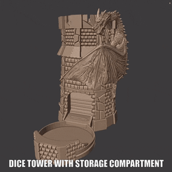 tower-3d.gif Fichier STL Tour de dés dragon avec compartiment de rangement・Plan pour imprimante 3D à télécharger, Tronic3100