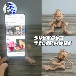 support.gif STL file support de téléphone, smartphone "singe", phone holder, "monkey" smartphone,・3D printer model to download