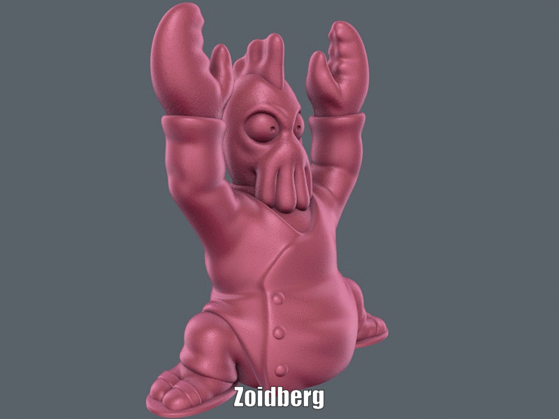Zoidberg.gif STL file Zoidberg (Easy print no support)・3D printer design to download, Alsamen