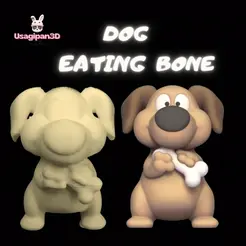 Cod359-Dog-Eating-Bone.gif Fichier 3D Chien mangeant un os・Plan pour impression 3D à télécharger