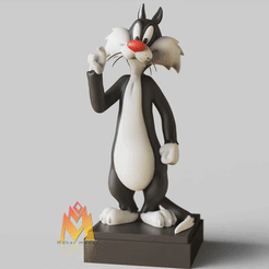Sylvester-Pussycat.gif Fichier STL Sylvester Pussycat-classique cartoons Fanart--pose debout-FANART FIGURINE・Modèle pour imprimante 3D à télécharger