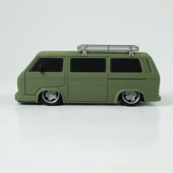 VW-T3.gif STL file VW T3 BUS (slammed, stanced wheels)・Model to download and 3D print