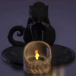 ezgif-3-dd37c23a5b.gif Free STL file The Black Cat Candle holder・Model to download and 3D print
