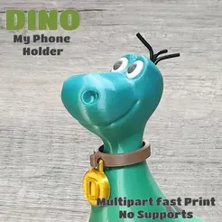 Dino-0.gif Dino my Phone Holder - Homage of the Flintstones Dinosaur- Multipart Color - No Supports