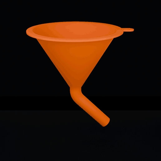 Angled funnel 160 mm - spout bent 15, 30 and 45 degrees, no supports