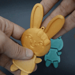 Новый проект.gif STL file Cute Bunny keychain toy・3D printing model to download