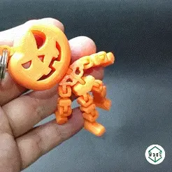 Project-1.gif STL file Articulated Jack O Lantern Keychain Halloween Decoration, Easy Print, Flexible・3D printer model to download