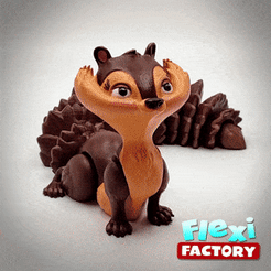 Dan-Sopala-Flexi-Factory-Squirrel.gif STL-Datei Niedliches Flexi Print-in-Place Eichhörnchen・3D-Druckvorlage zum Herunterladen, FlexiFactory