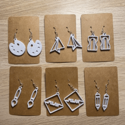 IMG_5025.gif STL file Back to school earrings pack・Template to download and 3D print