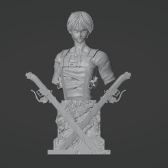 ezgif.com-gif-maker.gif Download STL file Eren Yearger Bust statue • 3D printable template, cg_models