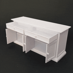 ezgif-5-4893439112.gif STL file Miniature Double Sideboard with working drawers and doors - Miniature Furniture 1/12 scale・Model to download and 3D print
