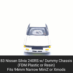 Silvia-240RS.gif STL file 83 Silvia 240RS Body Shell with Dummy Chassis (Xmods and MiniZ)・3D printing template to download