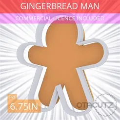 Gingerbread_Man~6.75in.gif STL file Gingerbread Man Cookie Cutter 6.75in / 17.1cm・3D print model to download