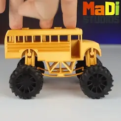 GIF.gif Fichier STL Monster Truck - Bus scolaire・Objet imprimable en 3D à télécharger