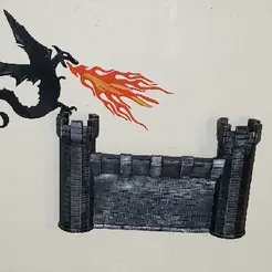 Castle-Animation-2.gif STL file Medieval Castle Wall Shelf with Fire Breathing Dragon・Template to download and 3D print